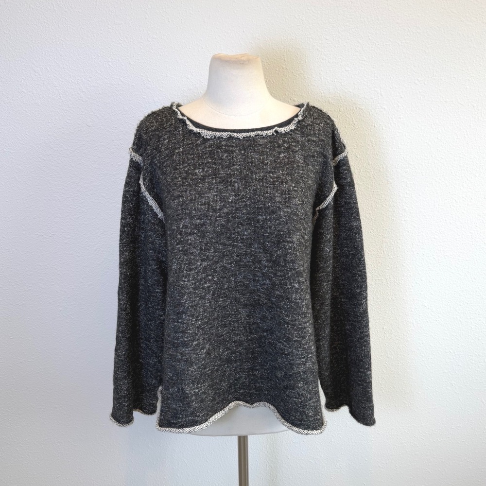 Kleen Gray Sweater Womens Medium Rolled Hem Oversized Slouchy Boho Hippie